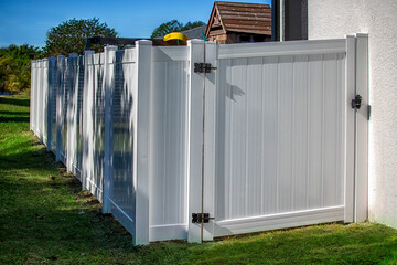 White Vinyl Fence Solid Privacy with Gate