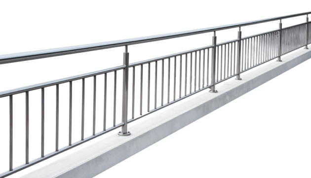 Sleek modern stainless steel railing provides safety and elegant design for any contemporary architectural project