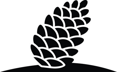 Black Pine Cone Silhouette Icon – Minimalist Forest Nature Symbol for Eco Design, Woodland Decoration, Botanical Illustration, and Organic Logo Concept