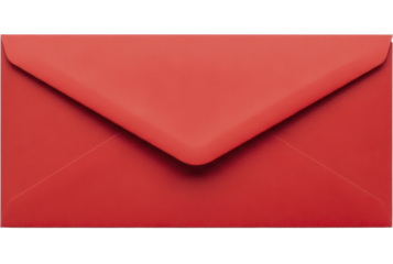  Vibrant red sealed paper envelope with flap on a transparent background PNG image