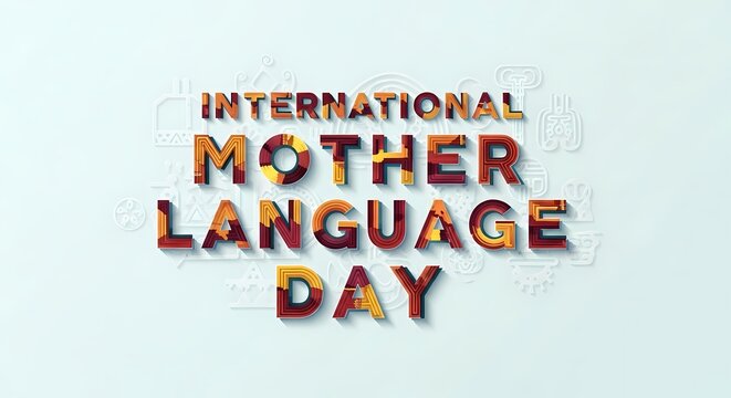 International mother language day typography isolated on white background
