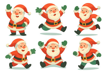 Christmas silhouette icon set. featuring santa claus, reindeer, sleigh, christmas tree, gift, and bell.