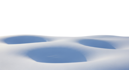 Soft snowdrifts with gentle blue shadows, a pure winter landscape on a transparent background PNG image