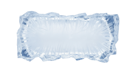 Irregular shaped ice block with frosty internal texture on a transparent background PNG image