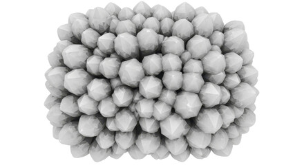  Abstract cluster of light gray faceted geometric shapes on a transparent background PNG image