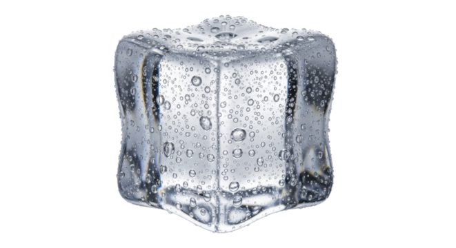 Ice cube with water droplets on a transparent background PNG image PNG file