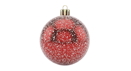 Red frosted Christmas ornament with golden cap on transparent background PNG image PNG file