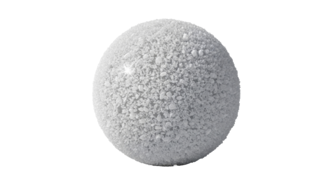 Textured white granular sphere with subtle sparkle on a transparent background, PNG image, PNG file