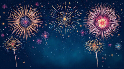 Naklejka premium Spectacular fireworks illuminate the night sky, creating a festive and celebratory atmosphere perfect for events and vibrant holiday promotions