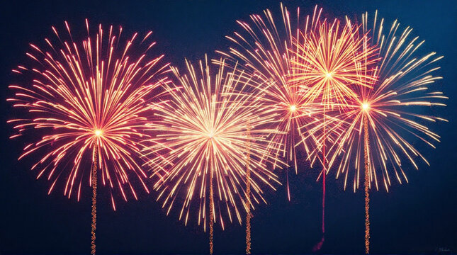 Celebrate with vibrant fireworks illuminating the night sky, perfect for festive occasions, summer celebrations, and joyful events filled with excitement