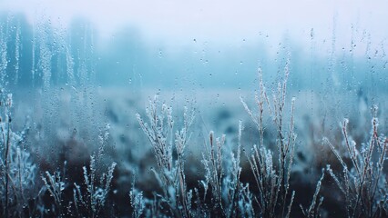 Obraz premium Cold weather background - snow spray, pale blue color, a touch of frost, suitable for winter. 