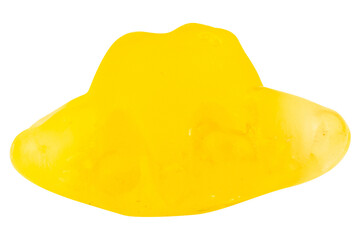 Yellow Giant Squid Shaped Jelly Candy on White Background