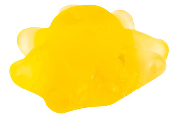 Yellow Giant Squid Shaped Jelly Candy on White Background