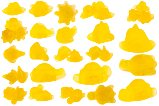 Yellow Giant Squid Shaped Jelly Candy on White Background