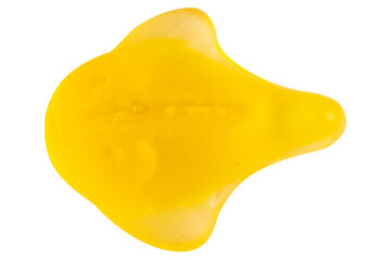 Yellow Fish Jelly Gummy Candy Isolated on White Background