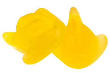 Yellow Fish Jelly Gummy Candy Isolated on White Background