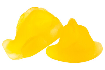 Yellow Fish Jelly Gummy Candy Isolated on White Background