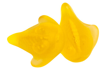 Yellow Fish Jelly Gummy Candy Isolated on White Background