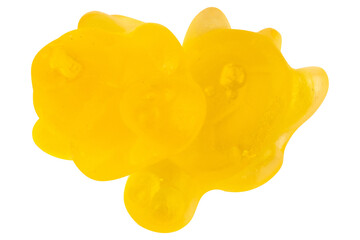 Yellow Turtle Jelly Gummy Candy Isolated on White Background