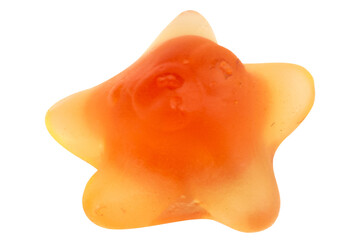 Orange Starfish Jelly Gummy Candy Isolated on White Background