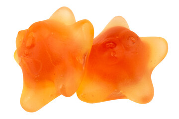 Orange Starfish Jelly Gummy Candy Isolated on White Background