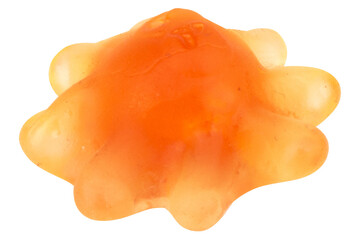 Orange Squid Jelly Gummy Candy Isolated on White Background