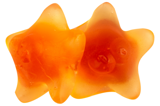 Orange Starfish Jelly Gummy Candy Isolated on White Background