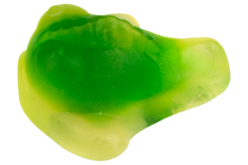 Pile of Green fish Jelly Gummy Candies Isolated on White Background