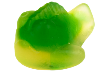 Pile of Green fish Jelly Gummy Candies Isolated on White Background