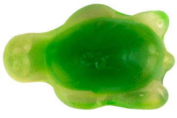 Pile of Green turtle Jelly Gummy Candies Isolated on White Background