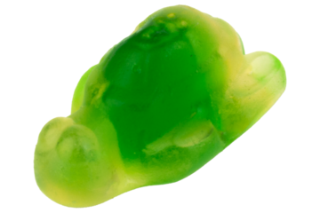 Pile of Green turtle Jelly Gummy Candies Isolated on White Background