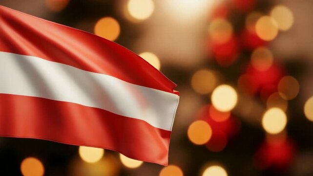 Austrian flag flying with bokeh background animation for national holiday celebration, patriotic concept