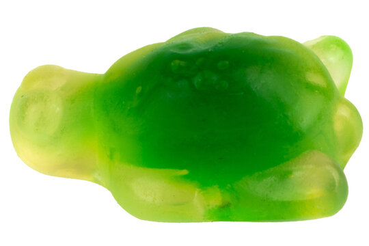 Pile of Green turtle Jelly Gummy Candies Isolated on White Background