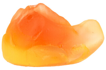 Pile of Orange Fish Jelly Gummy Candies Isolated on White Background