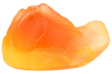 Pile of Orange Fish Jelly Gummy Candies Isolated on White Background