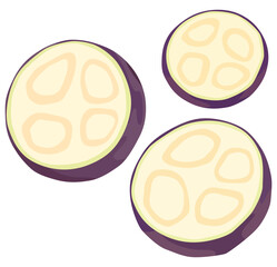 輪切りした茄子のイラスト ベクター素材