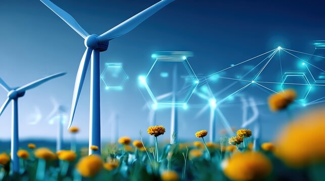 Harnessing renewable energy wind turbines and digital innovations in agriculture open field environment visual data representation