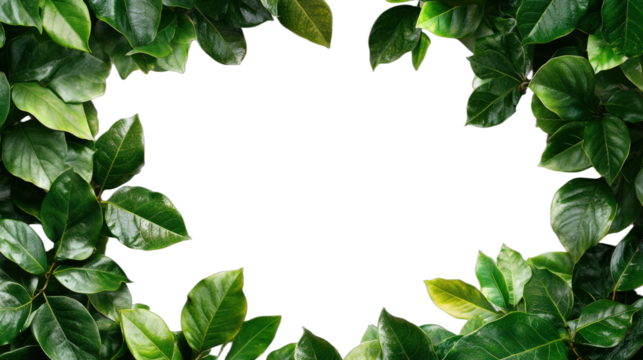 Fresh Green Leaves Forming a Natural Frame for a Clean Background