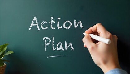 Black board illustrating an action plan with key goals and resolutions, aimed at boosting motivation and productivity