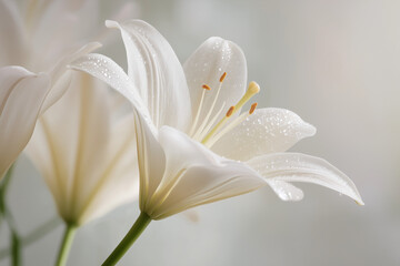 Obraz premium 純白の百合 ― 光に透ける静寂と清らかさ