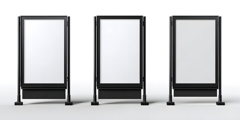 Three modern digital billboards stand ready for impactful advertising campaigns, capturing attention with sleek design and bright display potential.