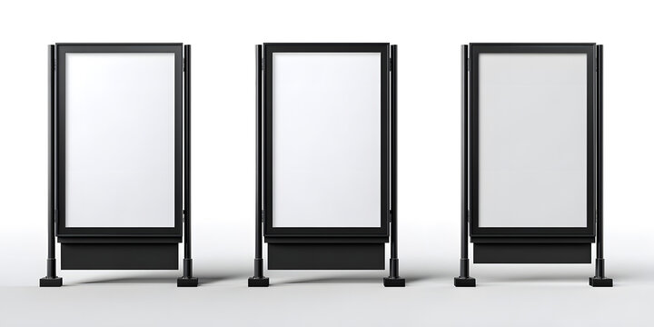 Three modern digital billboards stand ready for impactful advertising campaigns, capturing attention with sleek design and bright display potential.