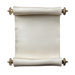 Elegant antique scroll with decorative end caps, showcasing a smooth, unmarked surface perfect for writing or showcasing messages on transparent background