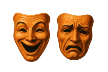 Comedy and tragedy masks representing theatre, emotion, and dramatic art with laughing and crying expressions