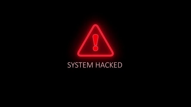 System hacked alert icon with binary code background. The attention grabbing icon highlights the importance of digital safety in today's interconnected world.