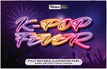 kpop or korean pop neon text effect editable eps cc