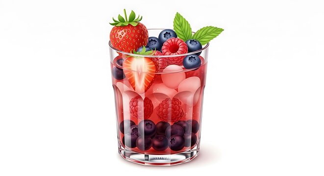 Refreshing Berry Infused Water with Fresh Fruits and Ice Cubes. - Powered by Adobe