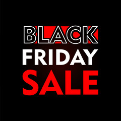 Typography background for Black Friday. Modern minimalist Black Friday banner. Design template for Black Friday sale, promotion, advertising and social media ad.