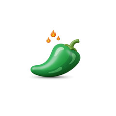 Spicy Green Jalapeno Pepper Emoji With Flames