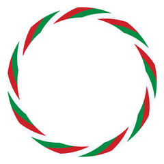 Christmas Wreath Circular Frame. Festive circular frame with red and green ribbon design, perfect for holiday themed graphics, seasonal decorations, or greeting cards. PNG and Vector illustration © Natali2510
